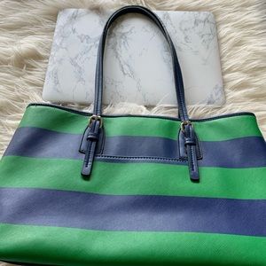 Green and navy blue Dana Buchanan bag
